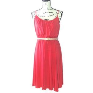 Ann Taylor LOFT Pink Spaghetti Strap Midi Dress, M